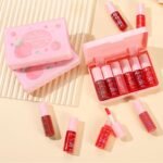 Eakroo 6 Colors Peach Lip Stain Set, Korean Lip Gloss Mini Liquid Lip Tint, Lipstick for Women, Liquid Blush, Lip Plumper, Lip Stain Long Lasting Waterproof, High Pigment, Vivid Color, Cute Stuff - Image 7