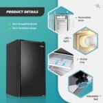 EUHOMY 3.2 Cu.Ft Mini Fridge with Freezer, Single Door Compact Refrigerator, Adjustable Thermostat, Mini Refrigerator Energy Saving, Mini fridge for Bedroom, Dorm, Office, Black - Image 6