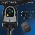 Lasko Oscillating Cyclone Pedestal Fan, Adjustable Height, Timer, Remote Control, 3 Speeds, for Bedroom, Living Room, Home Office, 18", Black, 1843 - Image 4