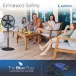 Lasko Oscillating Cyclone Pedestal Fan, Adjustable Height, Timer, Remote Control, 3 Speeds, for Bedroom, Living Room, Home Office, 18", Black, 1843 - Image 5