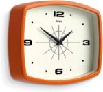 JONES CLOCKS® Movie Wall Clock | Rectangular Retro Clock | 10 inch | Orange | Cool mid-Century Designer Look for Kitchen, Living Room or Office - Image 3