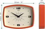 JONES CLOCKS® Movie Wall Clock | Rectangular Retro Clock | 10 inch | Orange | Cool mid-Century Designer Look for Kitchen, Living Room or Office - Image 5