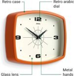 JONES CLOCKS® Movie Wall Clock | Rectangular Retro Clock | 10 inch | Orange | Cool mid-Century Designer Look for Kitchen, Living Room or Office - Image 7