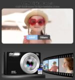 Digital Camera, FHD 4K 44MP Compact Point and Shoot Cameras with 64GB SD Card 2 Batteries, 16X Autofocus Digital Zoom Small Camera for Teens Kids Boys Girls (Black) - Image 3