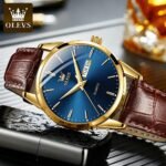 OLEVS Amazon Watches,Brown Leather Watch for Men,Men Day Date Watch,Men's Luminous Watch,Dress Watch for Men,Rose Gold Watch for Men,Men's Fashion Quartz Watch,Waterproof Brown Man Watches - Image 7