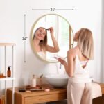 DUMOS Gold Circle Mirror for Wall 24.02 inch, Bathroom Round Mirror for Over Sink, Bathroom, Entryway, Bedroom, Vanity - Image 4