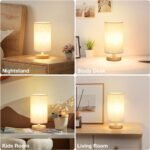 Fenmzee Small Table Lamp for Bedroom - Inline Control, Bedside Lamp with 3000K A15 LED Blub, Easy Assembly (Cream Shade - Wood Base, 9" Inline Control) - Image 5