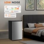 Sweetcrispy 3.2 Cu.Ft Mini Fridge with Freezer Small Refrigerator Single Door Adjustable Thermostat Energy-efficient Low Noise, Compact Fridge for Bedroom, Office, Dorm (Silver Door) - Image 5