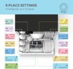 COMFEE’ Countertop Dishwasher, Energy Star Portable Dishwasher, 6 Place Settings & 8 Washing Programs, Speed, Baby-Care, ECO& Glass, Dish Washer for Dorm, RV& Apartment, Black - Image 6