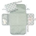 Tiny Twinkle Portable Diaper Changing Pad – Foldable, Waterproof & Compact Travel Changing Mat with Storage | Smart Wipes Pocket for On-The-Go Parents(Sage Checkers) - Image 3