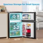 Midea WHD-113FB1 Double Door Mini Fridge with Freezer for Bedroom Office or Dorm with Adjustable Remove Glass Shelves Compact Refrigerator, 3.1 cu ft, Black - Image 3