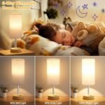 Touch Bedside Table Lamp with USB - 3 Way Dimmable Wood Lamp for Bedroom Nightstand, Desk Lamp with Charging Station for Dorm, Living Room, Office, Kids Room, Small, 14in - Image 4