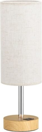 Touch Bedside Table Lamp with USB - 3 Way Dimmable Wood Lamp for Bedroom Nightstand, Desk Lamp with Charging Station for Dorm, Living Room, Office, Kids Room, Small, 14in - Image 6