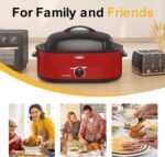 Sunvivi Roaster Oven with Self-Basting Lid,20 Quart Electric Roaster with Removable Pan & Rack,150-450°F Full-Range Temperature Control with Defrost/Warm Function,Stainless Steel,Red - Image 7