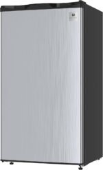 ARCTIC CHEF Mini Refrigerator, Compact Freezer Compartment, Adjustable Thermostat Control, Reversible Door, Ideal Fridge for Dorm, Office, Apartment, Platinum Stainless, 3.2 Cubic Feet - Image 4