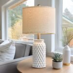 20.5" White Modern Ceramic Bedside Lamp Set of 2 for Bedroom Decor Farmhouse Table Lamp for Living Room Office Dorm - Image 3