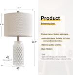 20.5" White Modern Ceramic Bedside Lamp Set of 2 for Bedroom Decor Farmhouse Table Lamp for Living Room Office Dorm - Image 4