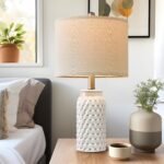 20.5" White Modern Ceramic Bedside Lamp Set of 2 for Bedroom Decor Farmhouse Table Lamp for Living Room Office Dorm - Image 5