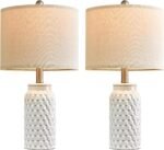 20.5" White Modern Ceramic Bedside Lamp Set of 2 for Bedroom Decor Farmhouse Table Lamp for Living Room Office Dorm - Image 9
