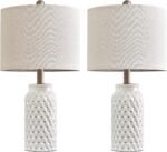 20.5" White Modern Ceramic Bedside Lamp Set of 2 for Bedroom Decor Farmhouse Table Lamp for Living Room Office Dorm - Image 10