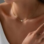 Cross Necklace for Women 14K Gold Silver Plated Dainty Small Cross Pendant Choker Simple Trendy Cute Cross Charm Chain Necklace Easter Basket Stuffers Baptism Religious Faith Jewelry Gift - Image 3