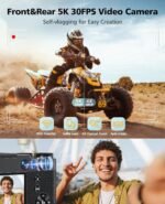 Digital Camera, 6X Optical Zoom & WiFi, 5K 30FPS 64MP Vlogging Camera, Rear and Front Cameras for Photography and Video, Autofocus & Anti-Shake, Travel Selfie for YouTube with Flash Dial 64GB Card - Image 3