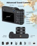 Digital Camera, 6X Optical Zoom & WiFi, 5K 30FPS 64MP Vlogging Camera, Rear and Front Cameras for Photography and Video, Autofocus & Anti-Shake, Travel Selfie for YouTube with Flash Dial 64GB Card - Image 8