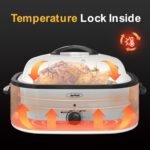 Sunvivi Roaster Oven, Electric Roaster Oven with Self-Basting Lid, 24lb 20-Quart Turkey Roaster with Unique Defrost/Warm Function, Large Roaster with Removable Pan & Rack, Stainless Steel, White - Image 3