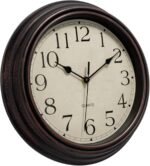 Foxtop Retro Silent Non-Ticking Round Classic Clock Quartz Decorative Battery Operated Wall Clock for Living Room Kitchen Home Office 12 Inch (Bronze) - Image 6