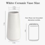 White Ceramic Vase, GUKJOB Small Cute Flower Vase for Pampas Grass, Home, Living Room, Dining Table, Farmhouse, Office Decor, Bedroom, Table, and Kitchen Shelf (White) - Image 3