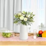 White Ceramic Vase, GUKJOB Small Cute Flower Vase for Pampas Grass, Home, Living Room, Dining Table, Farmhouse, Office Decor, Bedroom, Table, and Kitchen Shelf (White) - Image 7