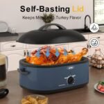 Sunvivi Roaster Oven, Electric Roaster Oven with Self-Basting Lid, 24lb 20-Quart Turkey Roasters with Unique Defrost/Warm Function, Large Roaster with Removable Pan & Rack, Stainless Steel, Blue - Image 4