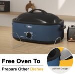 Sunvivi Roaster Oven, Electric Roaster Oven with Self-Basting Lid, 24lb 20-Quart Turkey Roasters with Unique Defrost/Warm Function, Large Roaster with Removable Pan & Rack, Stainless Steel, Blue - Image 5