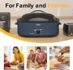 Sunvivi Roaster Oven, Electric Roaster Oven with Self-Basting Lid, 24lb 20-Quart Turkey Roasters with Unique Defrost/Warm Function, Large Roaster with Removable Pan & Rack, Stainless Steel, Blue - Image 6