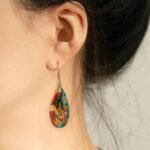 Natural Healing Stone Fishhoop Dangle Drop Earrings Statement Gold silver earrings - Image 4