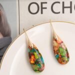 Natural Healing Stone Fishhoop Dangle Drop Earrings Statement Gold silver earrings - Image 5