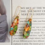 Natural Healing Stone Fishhoop Dangle Drop Earrings Statement Gold silver earrings - Image 6