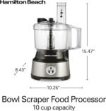 Hamilton Beach Food Processor & Vegetable Chopper for Slicing, Shredding, Mincing, and Puree, 10 Cups + Easy Clean Bowl Scraper, Black and Stainless Steel (70730) - Image 7