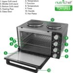NutriChef 30 Quart Kitchen Convection Oven & 2 Burner Cooker - 1500 Watt Oven - 7 Cook Functions Rotisserie, Cook, Bake, Broil & More - Includes Baking Tray, Skewers & Handles - 19.6 x 16.0 x 13.5 IN - Image 3