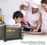 NutriChef 30 Quart Kitchen Convection Oven & 2 Burner Cooker - 1500 Watt Oven - 7 Cook Functions Rotisserie, Cook, Bake, Broil & More - Includes Baking Tray, Skewers & Handles - 19.6 x 16.0 x 13.5 IN - Image 7