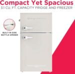 Frigidaire EFR840-Cream EFR840 Retro Mini Fridge with Freezer & Side Bottle Opener-Small 2 Door Refrigerator for Office Bar or College Dorm Room-3.1 Cu Ft (Cream) - Image 4