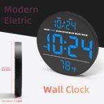 Digital Wall Clock with Large LED Display, Date, Temperature, Auto-Brightness | Small [PLUG-IN] Clock | Modern Electric Wall Clock for Bedroom, Classroom, Living Room, Home, Office, Farmhouse - Blue - Image 3