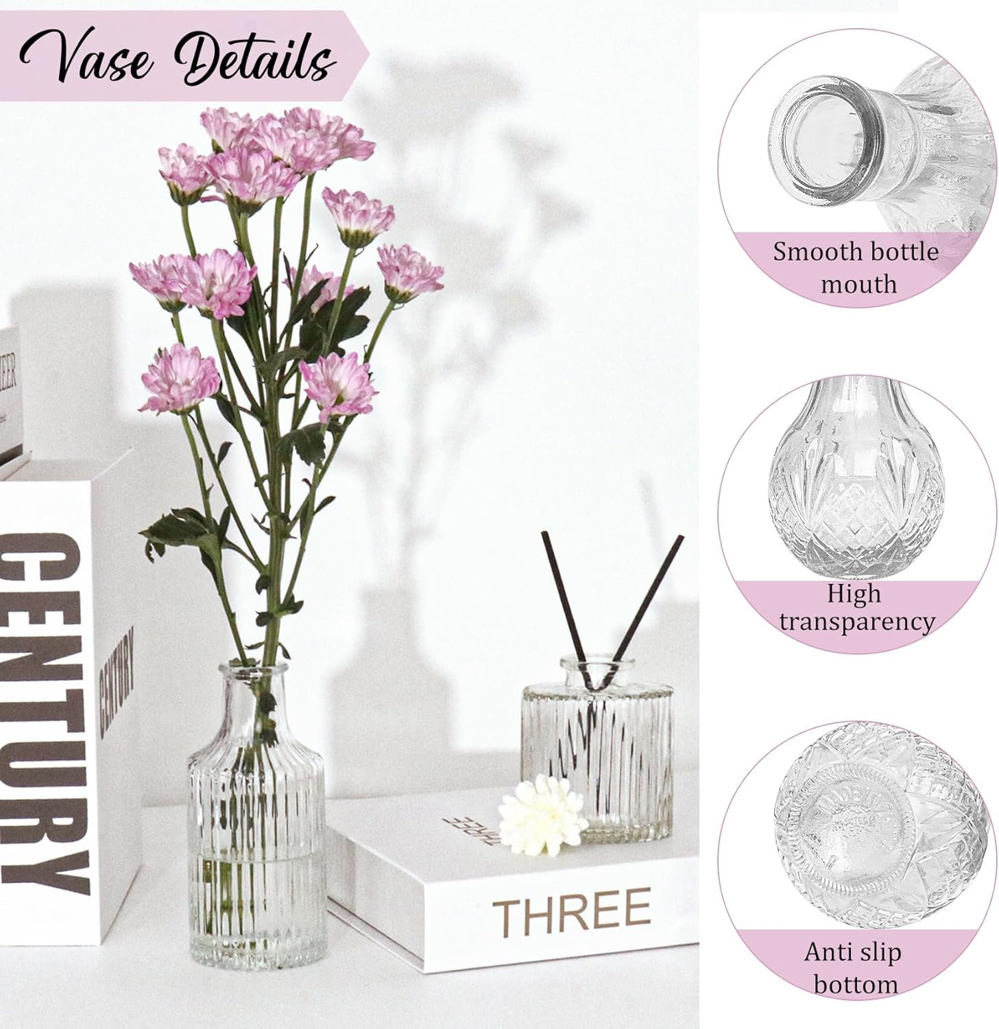 36Pcs Bud Vases Set Small Vintage Glass Bottles Clear Bud Vases in Bulk Multiple Shape Cute Glass Vases for Rustic Wedding Centerpieces Table Decorations and Home Decor(Clear) - Image 4