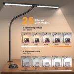 Led Desk Lamp for Office Home - Eye Caring Architect lamp with Clamp,Dual Screen Computer Monitor Gooseneck Smart Light: 24W 5 Color Flexible Adjustable Lighting Table Lamp for Study Drafting - Image 4