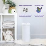 Ubbi Steel Diaper Pail, Odor Locking, No Special Bag Required, Award-Winning, Registry Must-Have, White - Image 4