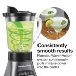 Hamilton Beach Blender and Food Processor Combo for Shakes & Smoothies, With 3 Cup Electric Food Chopper Attachment, 40 oz Glass Jar, Blender Travel Cup, 700 Watts Peak Power, Gray & Black (58163) - Image 5