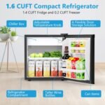 1.6 Cu.ft Mini Fridge with Freezer, Compact Single Reversible Door Refrigerator, Adjustable Thermostat, Ultra Quiet, Energy Efficient for Office, Dorm, Bedroom, Apartment -Black - Image 3