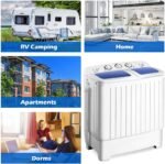 Giantex Portable Mini Compact Twin Tub Washing Machine 20lbs Washer Spain Spinner Portable Washing Machine, Blue+ White - Image 3