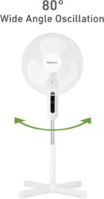 HOLMES 16" Digital Stand Fan, 80° Oscillation, 3 Speeds, 3 Modes, 7.5-Hour Timer, Adjustable Height, 30° Head Tilt, Ideal for Home, Bedroom or Office, Remote Control, White - Image 5