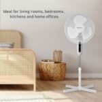 HOLMES 16" Digital Stand Fan, 80° Oscillation, 3 Speeds, 3 Modes, 7.5-Hour Timer, Adjustable Height, 30° Head Tilt, Ideal for Home, Bedroom or Office, Remote Control, White - Image 6